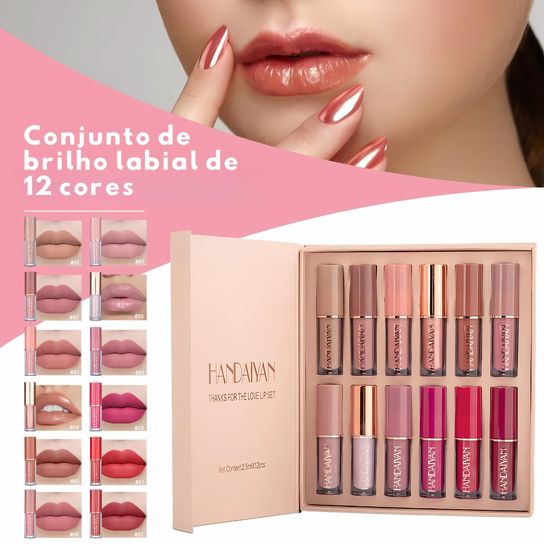 Kit 12 batons Handaiyan Velvet Kiss (Compre 4 leve 12)